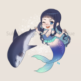 ミニキャラデルフィーヌとサメ